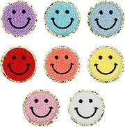 eMagTech 8pcs Embroidery Patches Smile Face Sewing Iron-on Appliques Sew-on Patch for Clothing Backpacks Jeans Repairing DIY Decoration Accessories