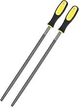 uxcell 2-Pack Round Metal File 12 Inch, High Carbon Steel File Diamond File Hand File W PVC Grip Handle for Wood/Metal/Ceramic/Glass/Stone/Jewelry/Tile/Model/DIY/Sharpening File