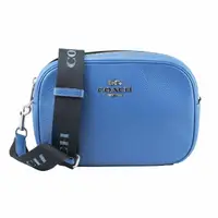 在飛比找momo購物網優惠-【COACH】新款金屬馬車皮革斜背包(藍)