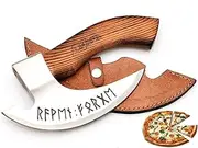 LIFAFA Custom Handmade Viking Pizza Cutter Axe With Unique Leather Sheath - Stainless Steel Blade, Rosewood Handle, Multipurpose Axe AU