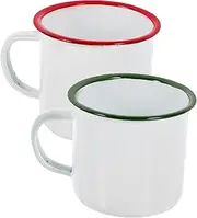 Homoyoyo 2pcs Extra Large White Enamel Coffee Mugs for Sublimation - Portable Simple Style Cup Set - Perfect for Personalization and Custom Designs
