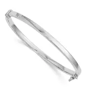 10K Rose Gold 14K With White Rhodium Plating Polished Hinged Bangle