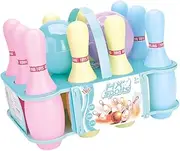 ＫＬＫＣＭＳ Kids Bowling Set Bowling Sport Toy with Rack Indoor Leisure Game for Kids for Boys Girls, Macaron Color 23cm