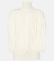[Alaia] Alaïa Fringed wool turtleneck sweater AU 12 white