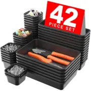 【42PCS】【Black】 Tool Box Organizer Tray Divider Set, Desk Drawer Organizer, Ga...