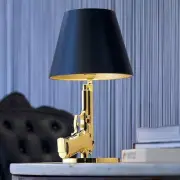 Black Gold/ Silver White Modern Luxury Decorative Gun Shape Bedside Table Lamp