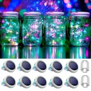 30 LED 10 Packs Solar Mason Jar Lights [Updated] Fairy Firefly Jar Lids Strin...