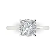 2.3ct Cushion Cut Solitaire Statement Promise Engagement Ring 14k White Gold