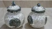 10'' Marble Flower Vase Pot with lid paua shell mop inlay home room office decor