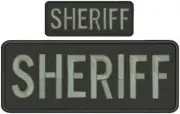"Sheriff" embroidery patch 4x10 and 2x5 inches hook grey letters
