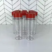 11 Pack Clear Plastic Spice Jar Seasoning Containers With Red Cap