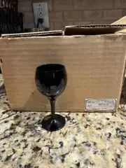 Sasaki Crystal Glassware Ebony Black Wine Glasses Stemware 1.5 oz, (Set of 8)