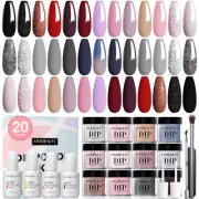 "Dip Powder Nail Kit - 20 Colors Glitter Set for French Manicure"