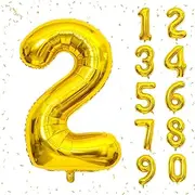 40 Inch Gold Large Numbers Balloon Birthday Party Decorations Foil Mylar Big Number Balloon Digital 2 for Birthday Party Wedding Bridal Shower Engagement Photo Shoot Anniversary