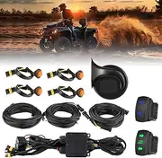 ISINFLASH UTV ATV Waterproof Turn Signal Kit, Plug and Play Blinker Turn Signal Assemblies Kit, Universal Street Legal Turn Signal with Rocker Switch Compatible With Polaris, Can-Am, Kawasaki, Pioneer