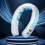 Zymise Neck Fan 26H Ultra-Long Life, Personal Air Conditioner Cooling, 5 Turbo 3 Cold Plates, 6000mAh Wearable, Portable Neck Cooler & Heater (White)