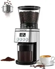 AMZCHEF Electric coffee grinder | 30 settings for coarse to fine grinding | 1-12 cups or up to 40 seconds | 300 g large feeding tube | Coffee grinder with LCD display and digital timer