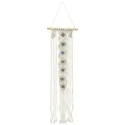 HOMSFOU Boho Macrame Wall Hanging Evil Eye Tapestry Tassels Hand Woven Wall A...