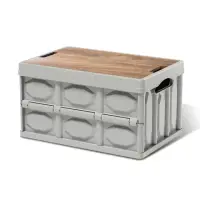 在飛比找momo購物網優惠-【小麥購物】木蓋收納箱 32L(露營箱 木蓋摺疊收納箱 折疊
