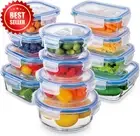 12Pcs Glass Food Storage Containers with Airtight Vented Lids,BPA-Free Oven Safe