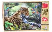 MB Super 3D Leopard Puzzle Lazy Amazon Afternoon 500 Pc 24" x 18" NEW Sealed Box