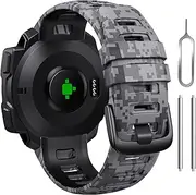 [Bandkids] 22mm Camouflage Band for Garmin Instinct Watch Bands,Soft Waterproof Silicone Replacement Watch Strap for Garmin Instinct 2 / Instinct Esports/Instinct Solar/Tide/Tactical