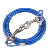 Stainless Steel Pet Dog Tie Out Cable - Double Head Dog Leash for Medium Large Pet Dogs (5m/16Ft, Blue)