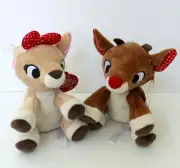 Rudolph The Red-Nosed Reindeer & Clarice Reindeer Mini Jingler Plush Set 5"