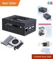 Raspberry Pi 5 Metal Case w/ Active Cooler, Fits 4GB/8GB + PCIe Board Support