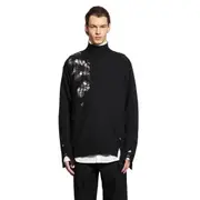 [ANN DEMEULEMEESTER] Natan Destroyed Seed Stitch Turtleneck Sweater Black
