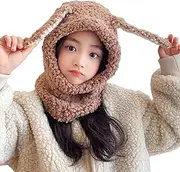[Generic] Animal Hood Hat - Bunny Kids Hood Hat Scarf | Unisex Hood Hat, Warm Hat Scarf for School, Sports, Daily Wear, Walking, Travel