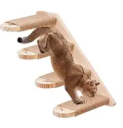 Cat Climbing Shelf, Wall Mounted Pussy Stairs and Steps, Interactive Natural Pine Wood Kitty Perch for Inside Scale & Play This Ledge System Elevates Indoor House Tom Living