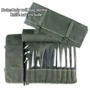 Portable 10 Slots Chef Knife Roll Bag Kitchen Cooking Tools Storage Cases Canvas