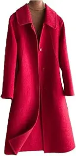 [Jegsnoe] Women Wool Coat Double-Faced Coat Long Wool Coat Cashmere Suit Collar Woolen Coat