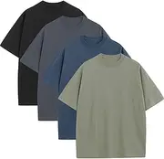 [SnowElve] Men's Oversized T-Shirts Heavyweight Cotton Tee Crew Neck Short Sleeve T Shirts Loose Fit Basic Essential Soft Classic Tees