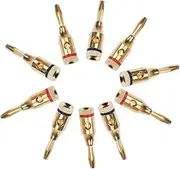 jojofuny 5 Pairs 24k Gold Plated Banana Plugs for Speakers 4mm Open Screw Type Banana Connector for Amplifier 12-18 Awg Wire