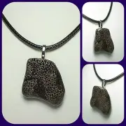 Michigan Charlevoix Stone Fossil Pendant 18" Necklace Devonian Favosites