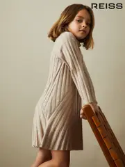 Reiss Oatmeal Cady 9-13 yrs Knitted Roll Neck Dress (E29693) | $140