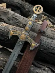 Holy Templar Knights Sword - Damascus Steel Blade Medieval Crusader Collectible