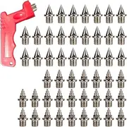 [EIHI] Pack of 50 Spike Nails with Spike Key, 2 Styles for Different Scenarios, Robust Steel Spikes, Pyramid Replacement Spikes, Athletics Replacement Spikes for Track Shoes, Long Jumping, Running,