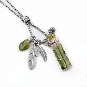 CoolDIY Aromatherapy Essential Oil Diffuser Necklace Locket Pendant Stainless Steel Perfume Necklace Crystal Stone Glass Vial Necklace