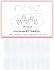 NKA SEMI Cured Gel Nail Polish STRIPS-16 Extra Long Double Ended Nail Wraps-UV LAMP Curing Nail Sticker-Crystal Snow White
