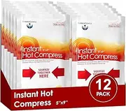 Instant Hot Compress - 12 Hot Packs for Pain Relief, Sore Muscles, Muscle Spasms, and Joint Stiffness