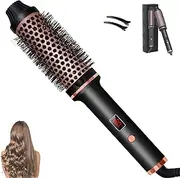 lUl Beauty Thermal Brush, 3-in-1 Pro Negative Ion Two PTC Heaters Thermal Brush, Adjustable Heat, Snag-Free Bristles, Ion Perfect Style in 30 Seconds (Black)