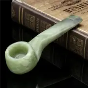 Natural Green Jade Stone Straight Pipe Smoking Tobacco Cigarette Pipes Holder