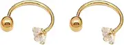 [Generic] Prong Cubic Zirconia Small Hoop Earrings Cartilage Tragus Helix Tiny Half Open Hoops Screw Back Stainless Steel Nose Rings Septum Lip Rings Crystal Piercing Jewelry for Women
