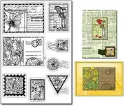 Arbuya Vintage Postcard Clear Stamps for Card Making or Journaling Flowers Postage Post Card Silicone Stamps for Scrapbooking Photo Album Decor Paper Crafting