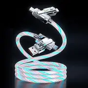 4in1 Multi Ports Charger Cable USB A/USB Type C to Type C PD 100W Fast Charging Cord Lighted Up LED Current Flowing Compatible with Almost All Electrical Devices -4IN1 Dazzling Colorful