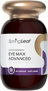 SpringLeaf Ultra Strength EyeMax Advanced – Eye Health Supplement with Bilberry, Grape Seed, Lutein & Zeaxanthin – Supports Retina, Vision & Macular Health – 60 Capsules
