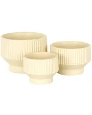 Peyton Lane Set of 3 Ceramic Wide Grooved Planters